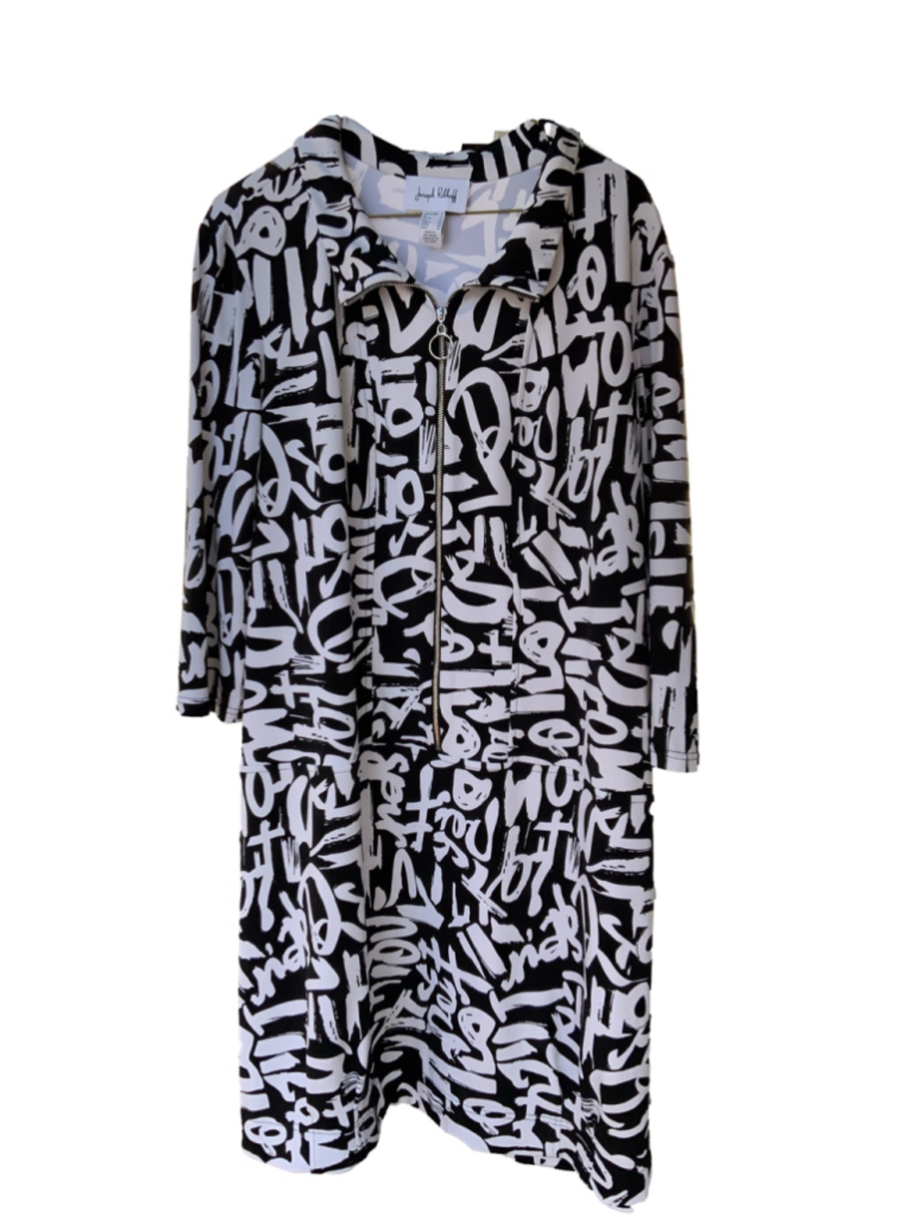 Joseph Ribkoff Graffiti Script Print Zip Front Dress size 18 XL